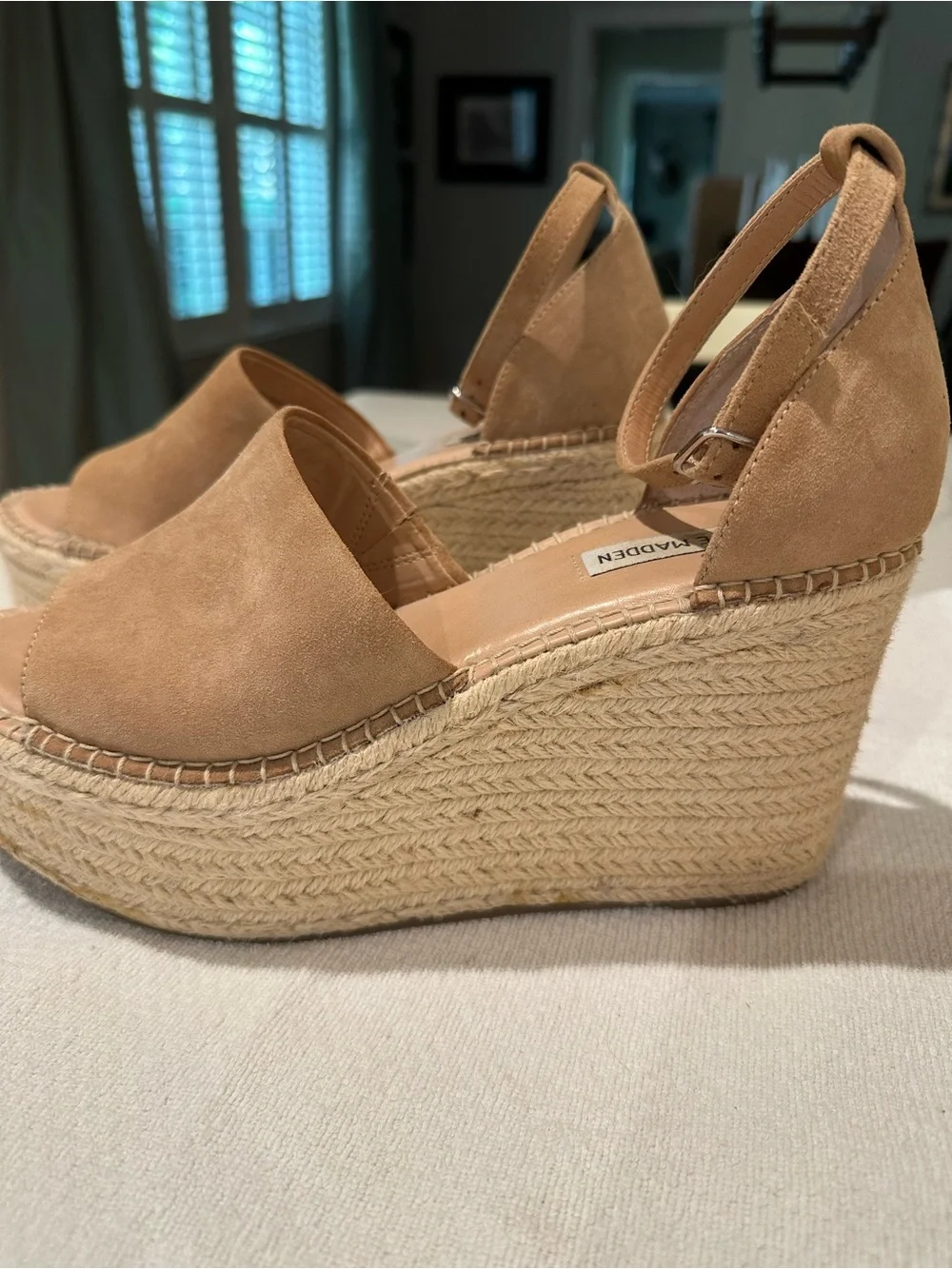 Steve Madden Tan Espadrille Platform Wedge Sandals